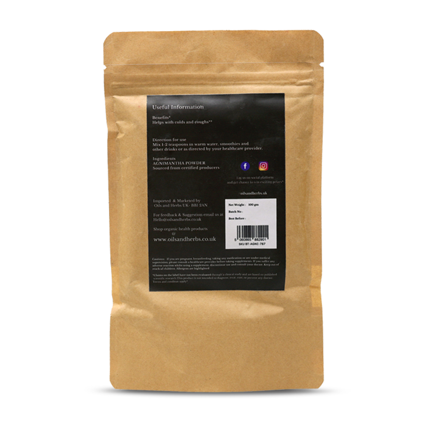 Organic Agnimantha Powder - Premna integrifolia -100% Pure, Clean and Natural