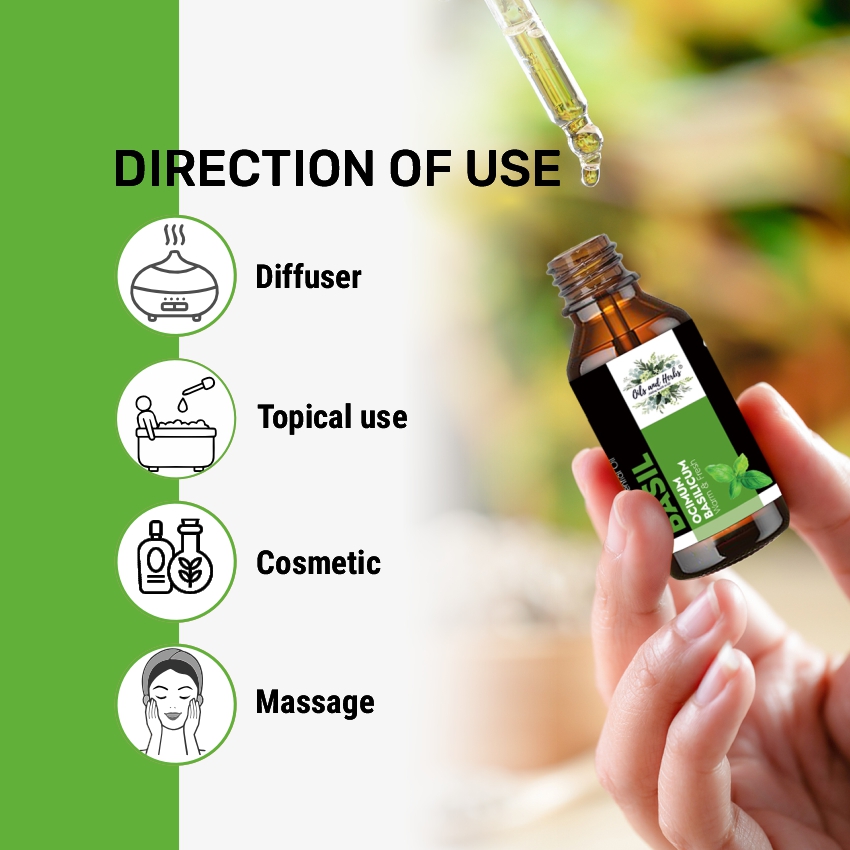 Natural Basil Essential Oil 100% Pure and Therapeutic Grade