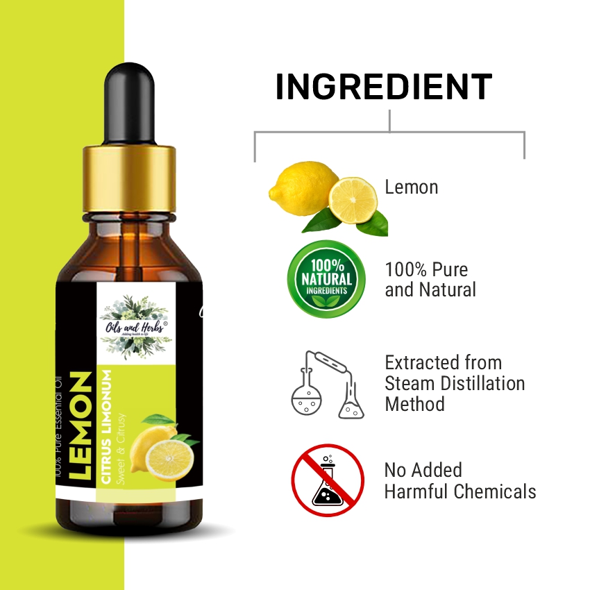 Natural Lemon Essential Oil 100% Pure & Therapeutic Grade