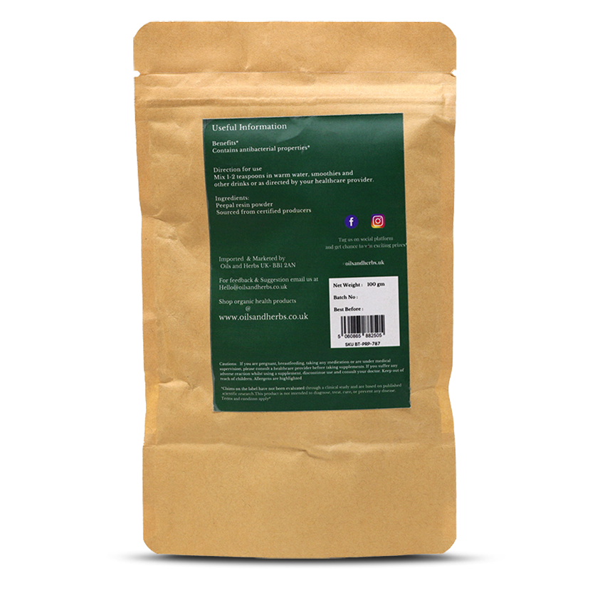 Organic Peepal Resin Powder- Arasa Ilai -100% Pure, Clean and Natural