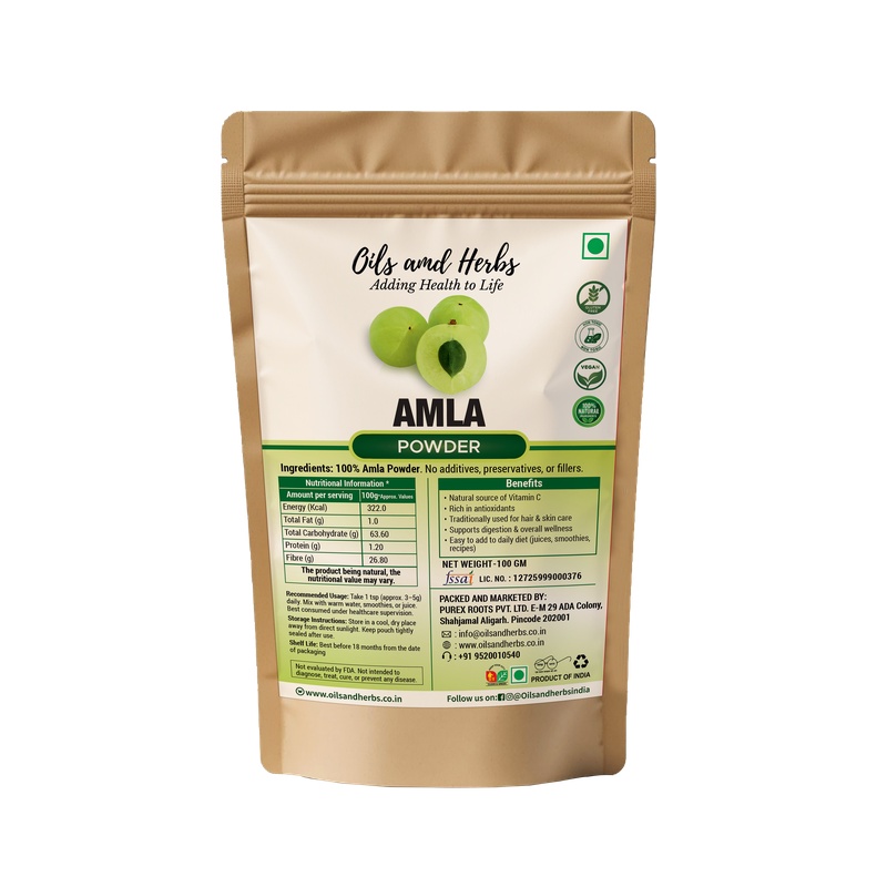 Amla Powder Natural Herbal Supplement for Immunity and Hair Care