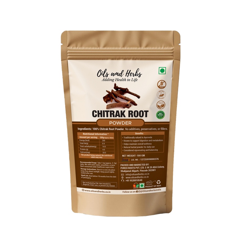Chitrak Powder Natural Herbal Supplement for Digestion and Metabolic Health