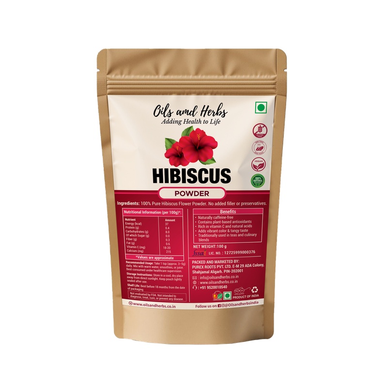 Hibiscus (Gudhal Phool) Powder Natural Herbal Supplement for Hair and Skin Care