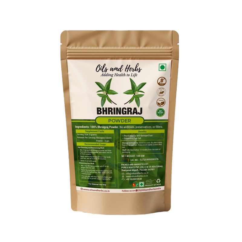 Bhringraj Powder Natural Herbal Supplement for Hair and Scalp Health