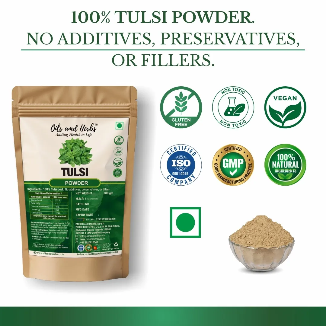 Pure Tulsi Powder -100% Natural, Clean and Pure Natural Herbal Supplement for Immunity Stress Relief and Overall Wellness - Image 4
