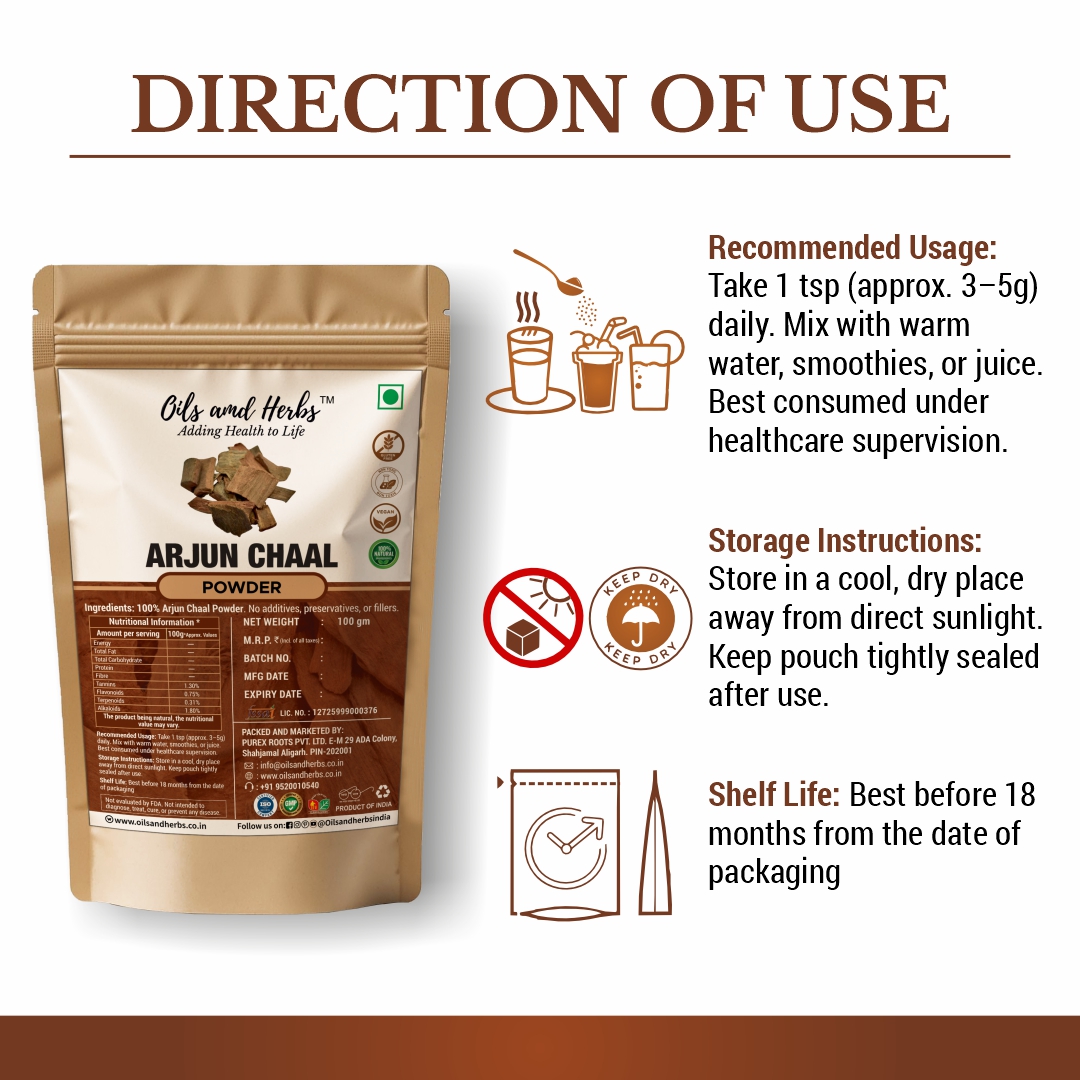 Arjun Chaal Powder Natural Herbal Supplement for Heart and Overall Wellness - Image 3