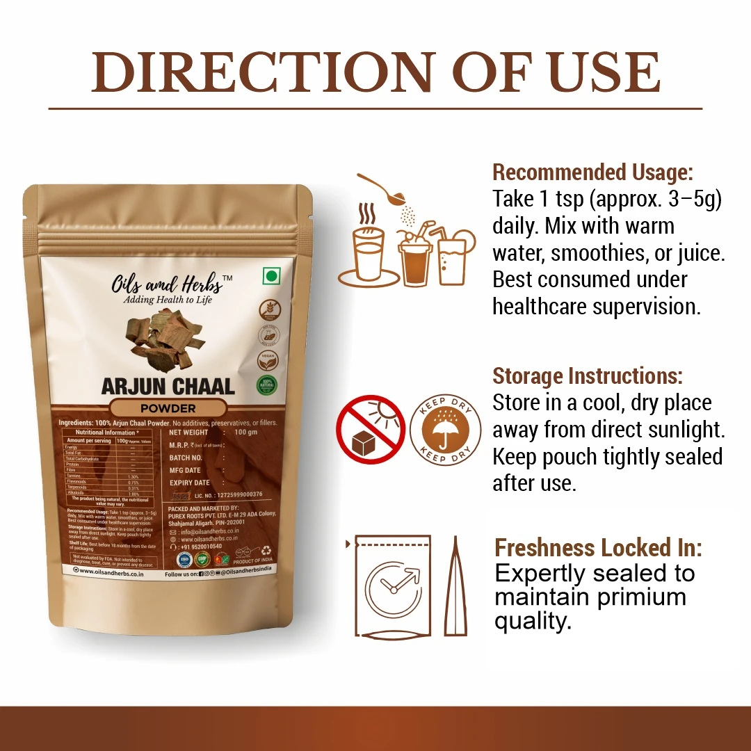 Arjun Chaal Powder Natural Herbal Supplement for Heart and Overall Wellness - Image 3