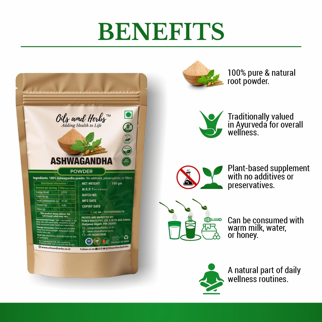 Ashwagandha Powder Natural Herbal Supplement for Stress Relief and Immunity - Image 2