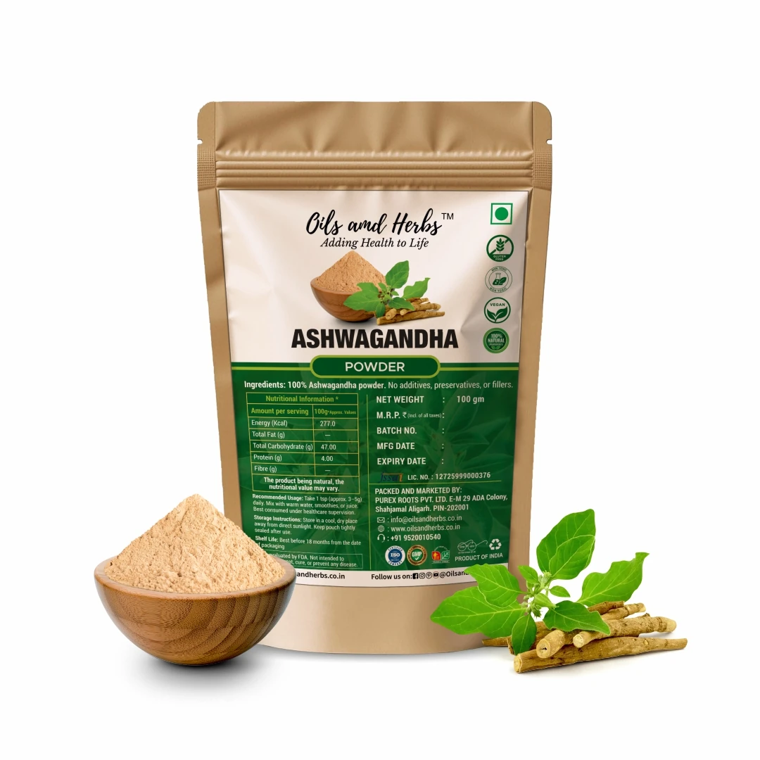 Ashwagandha Powder Natural Herbal Supplement for Stress Relief and Immunity