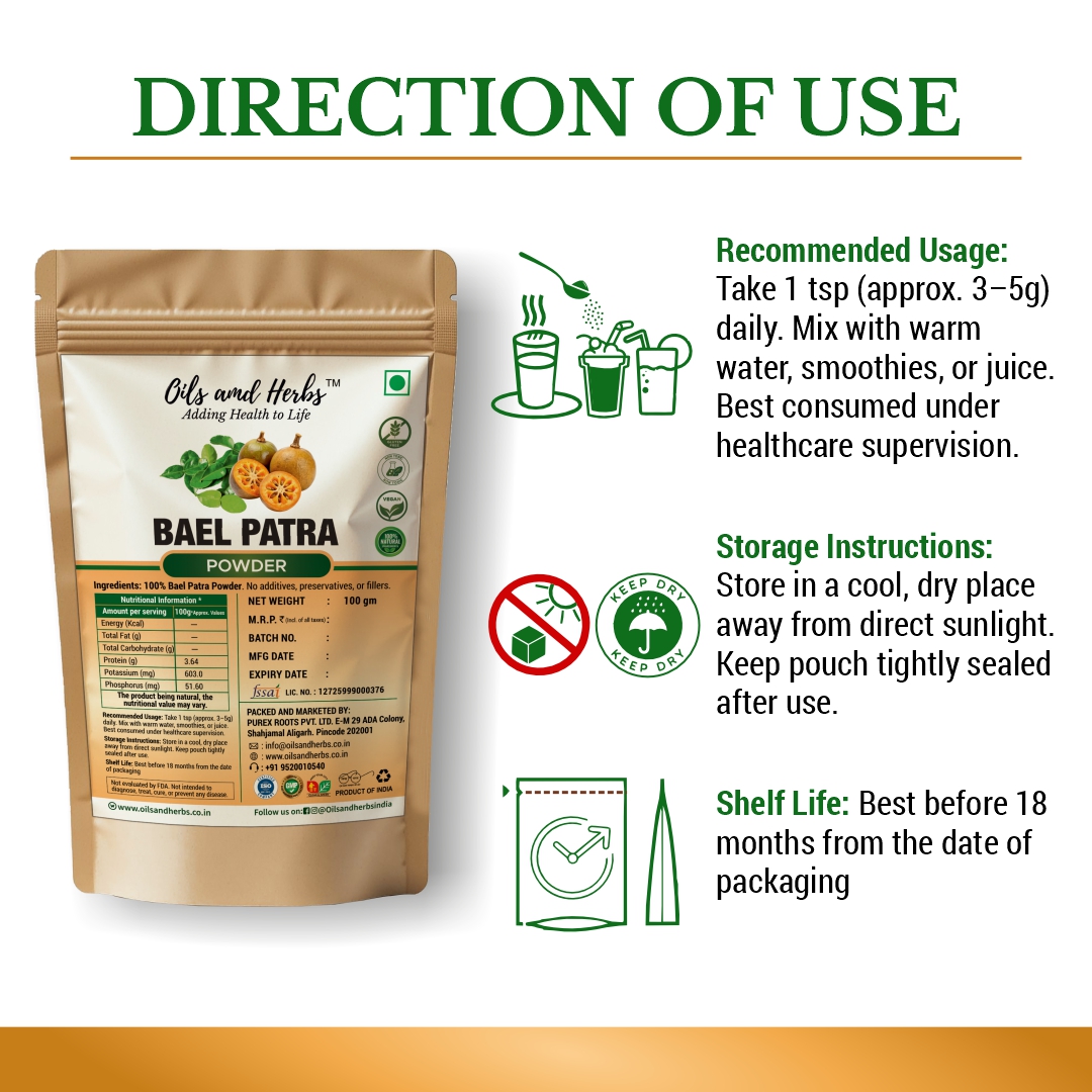 Bael Patra Powder Natural Herbal Supplement for Digestion and Wellness - Image 3
