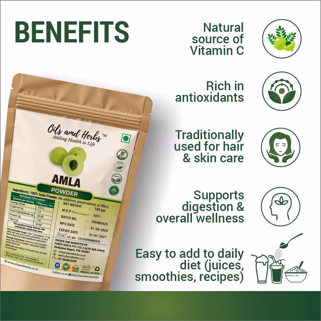 Amla Powder Natural Herbal Supplement for Immunity and Hair Care - Image 2