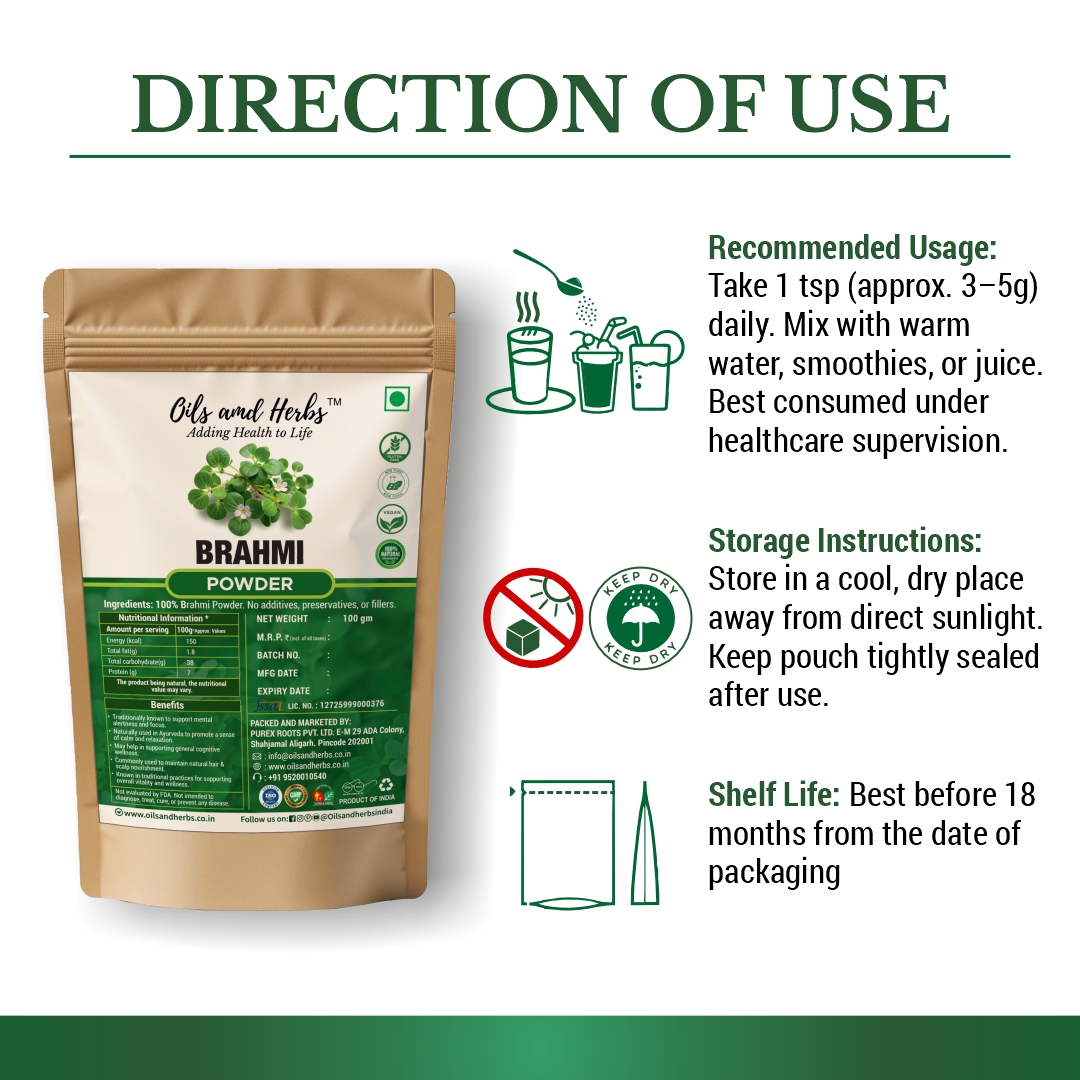 Clean Pure Brahmi Powder - Bacopa Monnieri -100% Pure and Natural - Image 3
