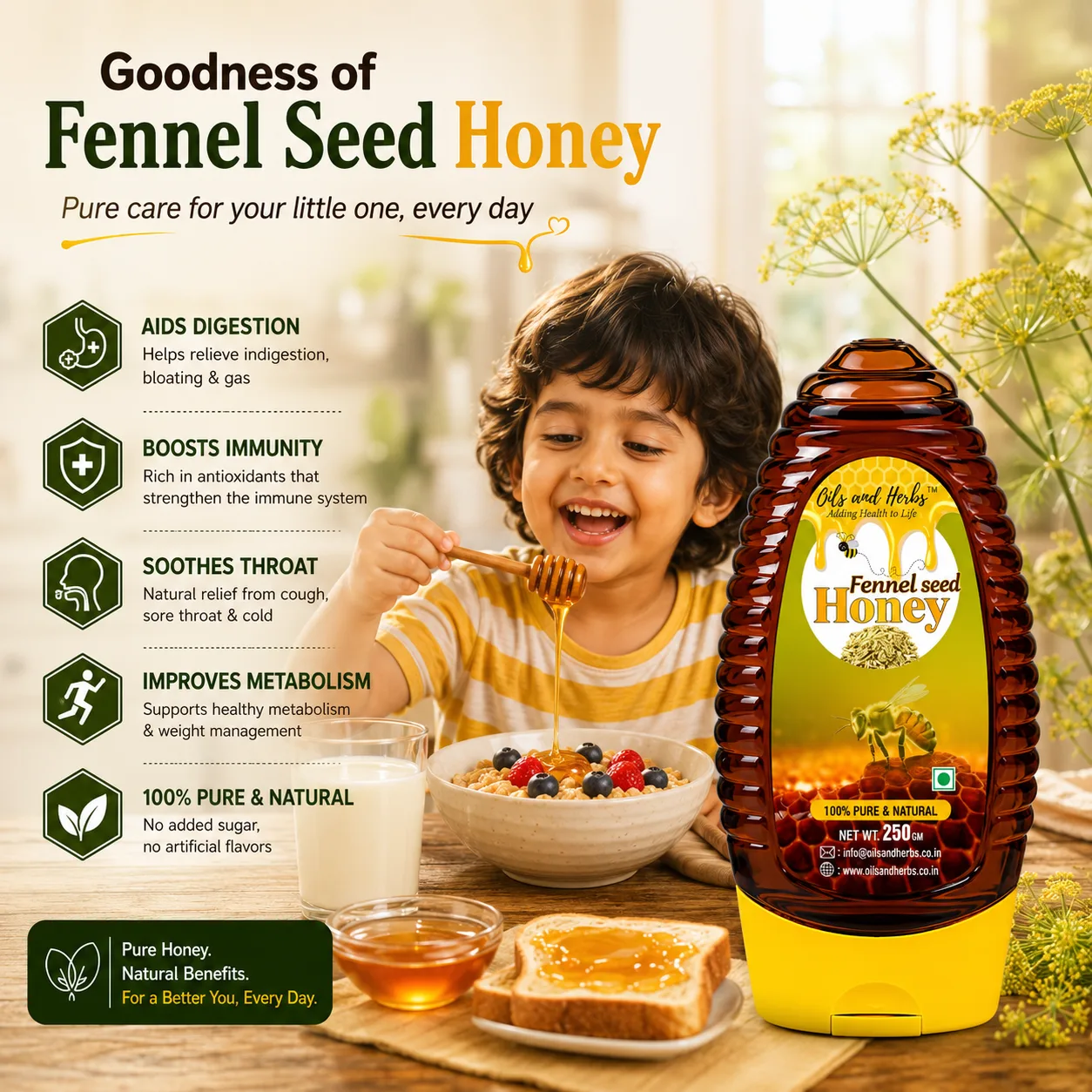Saunf (Fennel) Honey – Pure Honey Collected from Fennel Flowers - Image 3