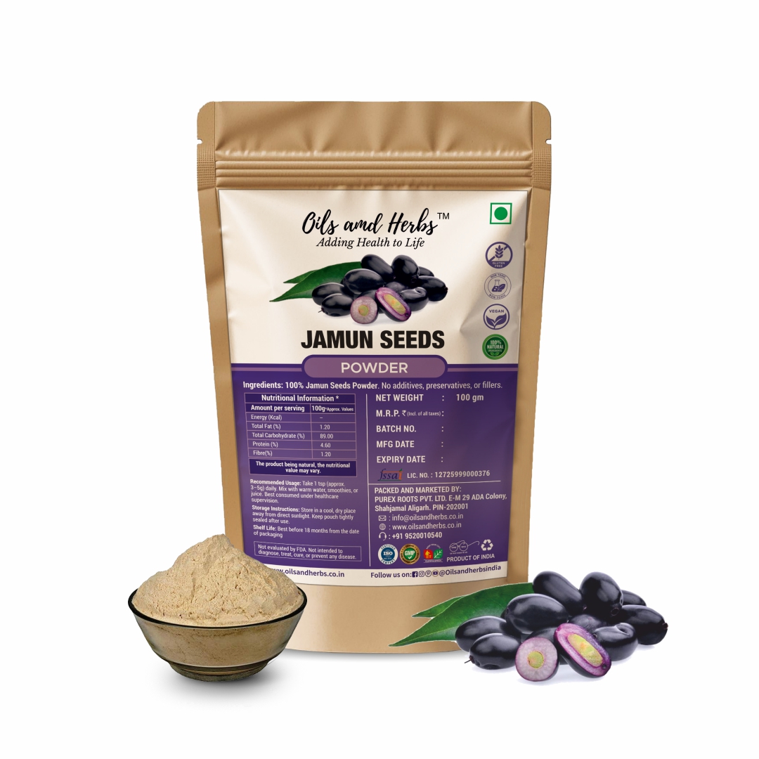 Jamun Seeds Powder Natural Herbal Supplement for Blood Sugar and Digestive Health