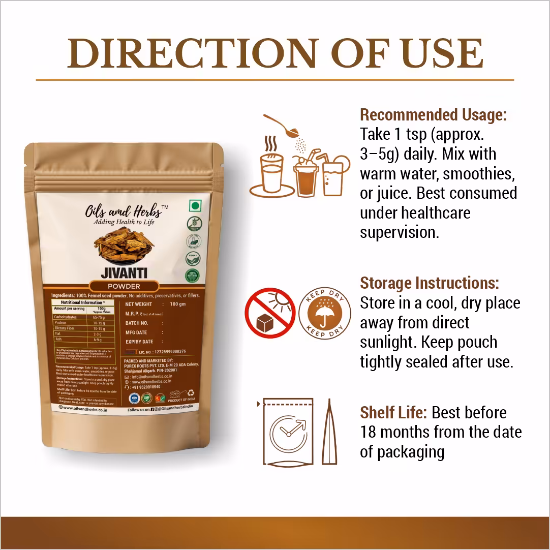 Jivanti Powder Natural Herbal Supplement for Immunity and Overall Wellness - Image 3