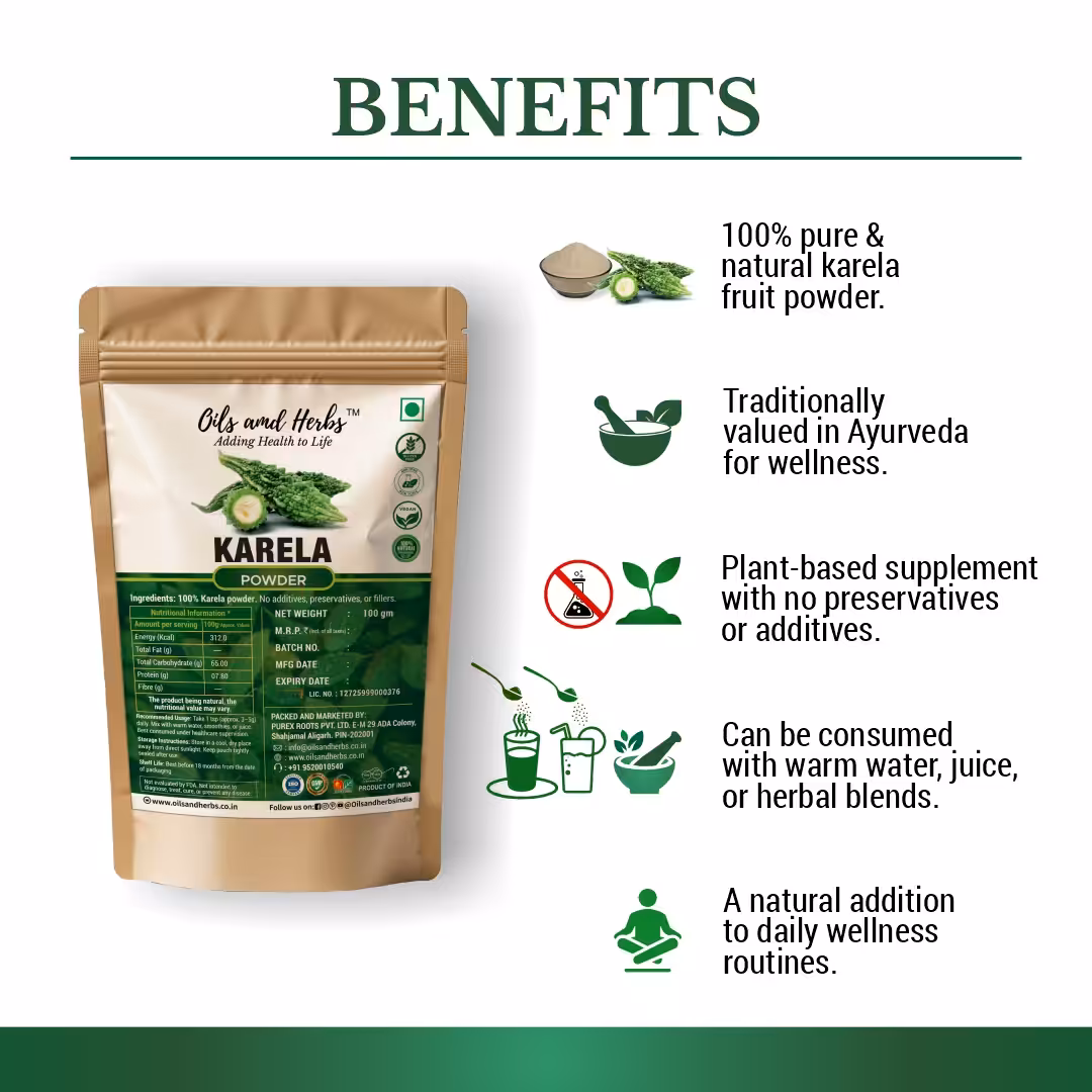 Karela Powder Natural Herbal Supplement for Blood Sugar and Digestive Health - Image 2