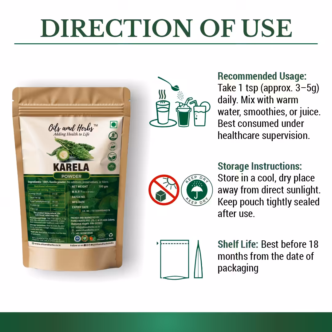 Karela Powder Natural Herbal Supplement for Blood Sugar and Digestive Health - Image 3
