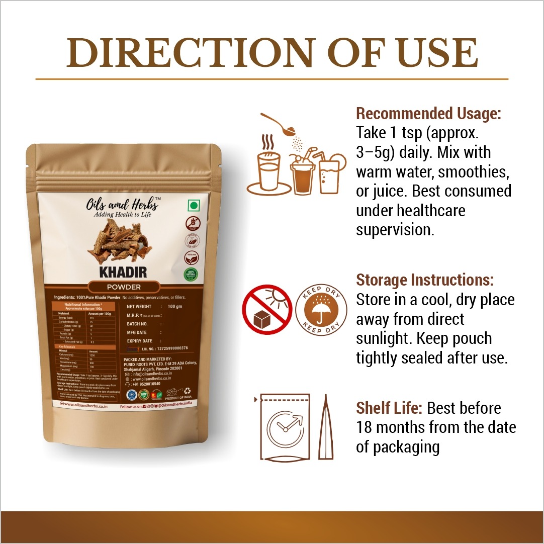 Khadir Powder Natural Herbal Supplement for Skin and Blood Purification - Image 4