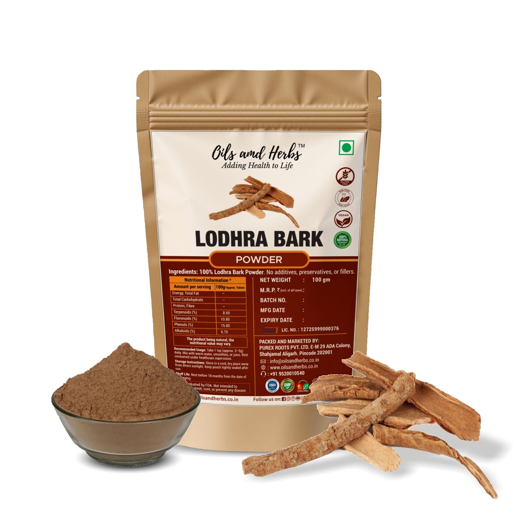 Lodhra Bark Powder Natural Herbal Supplement for Digestive and Skin Health