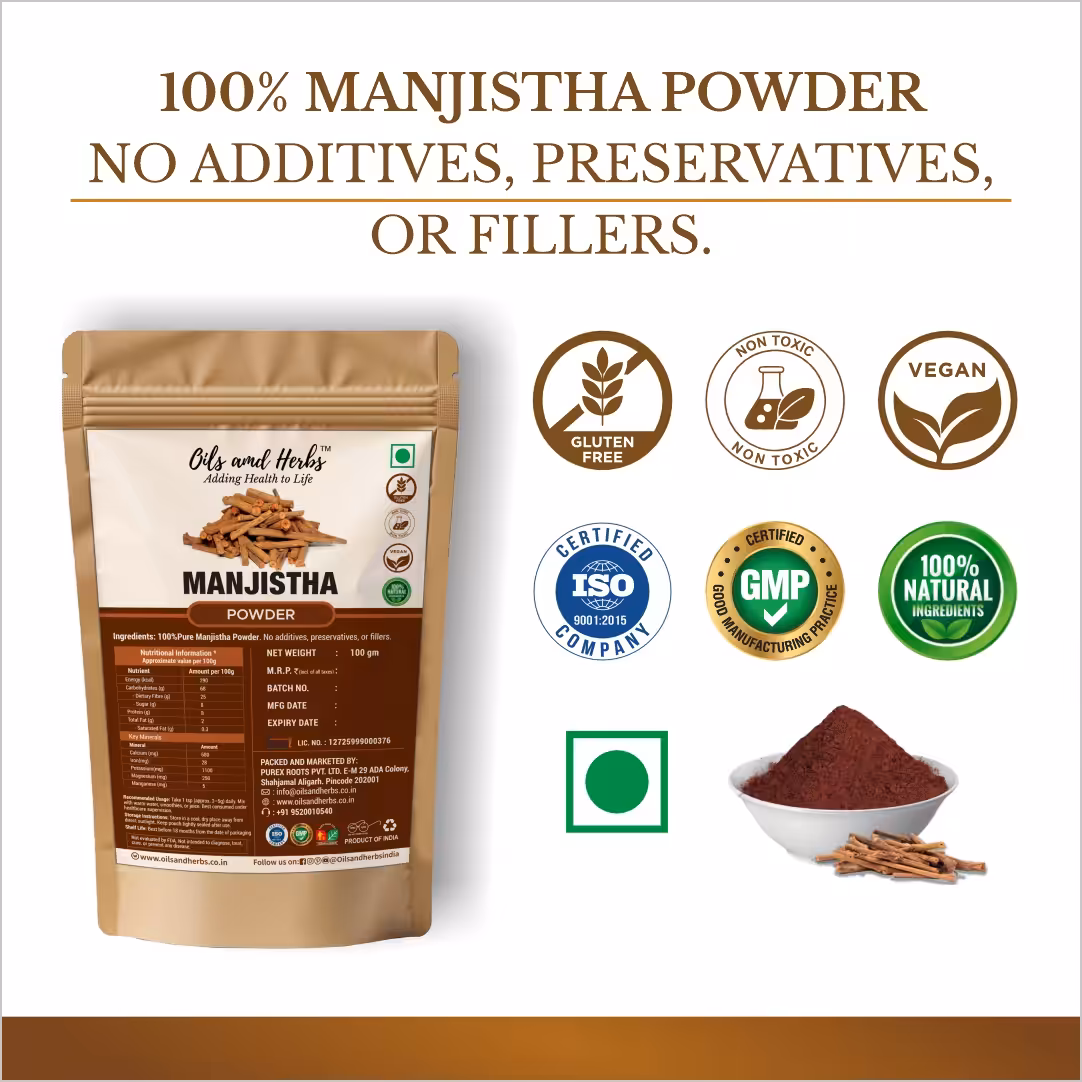 Manjistha (Majeeth) Powder Natural Herbal Supplement for Blood Purification and Skin Health - Image 4