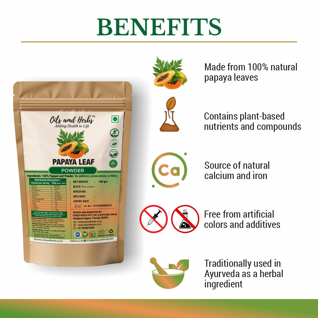 Pure Papaya Leaf Powder - Carica Papaya-100% Pure, Clean and Natural - Image 2