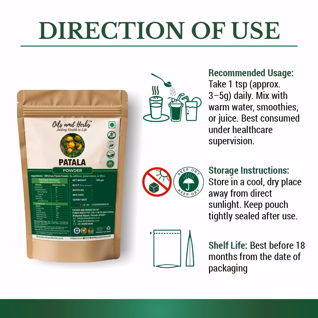 Pure Patala Powder - Stereospermum Suaveolens-100% Pure, Clean and Natural - Image 3