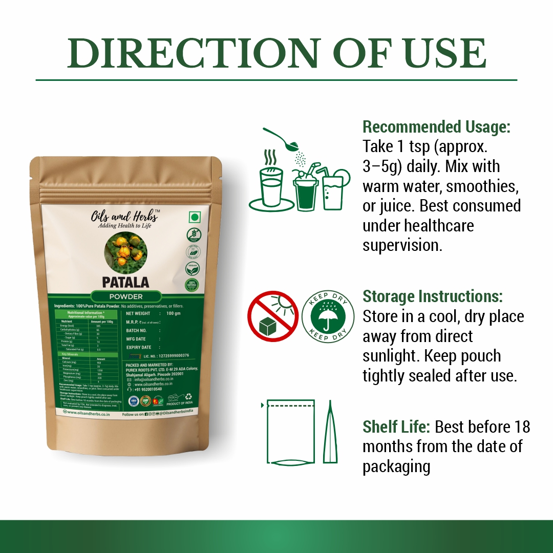 Pure Patala Powder - Stereospermum Suaveolens-100% Pure, Clean and Natural - Image 3