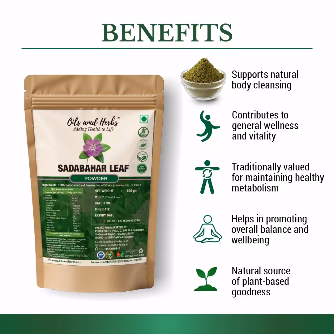 Pure Sadabahar Leaf Powder - Catharanthus Roseus -100% Pure, Clean and Natural - Image 3