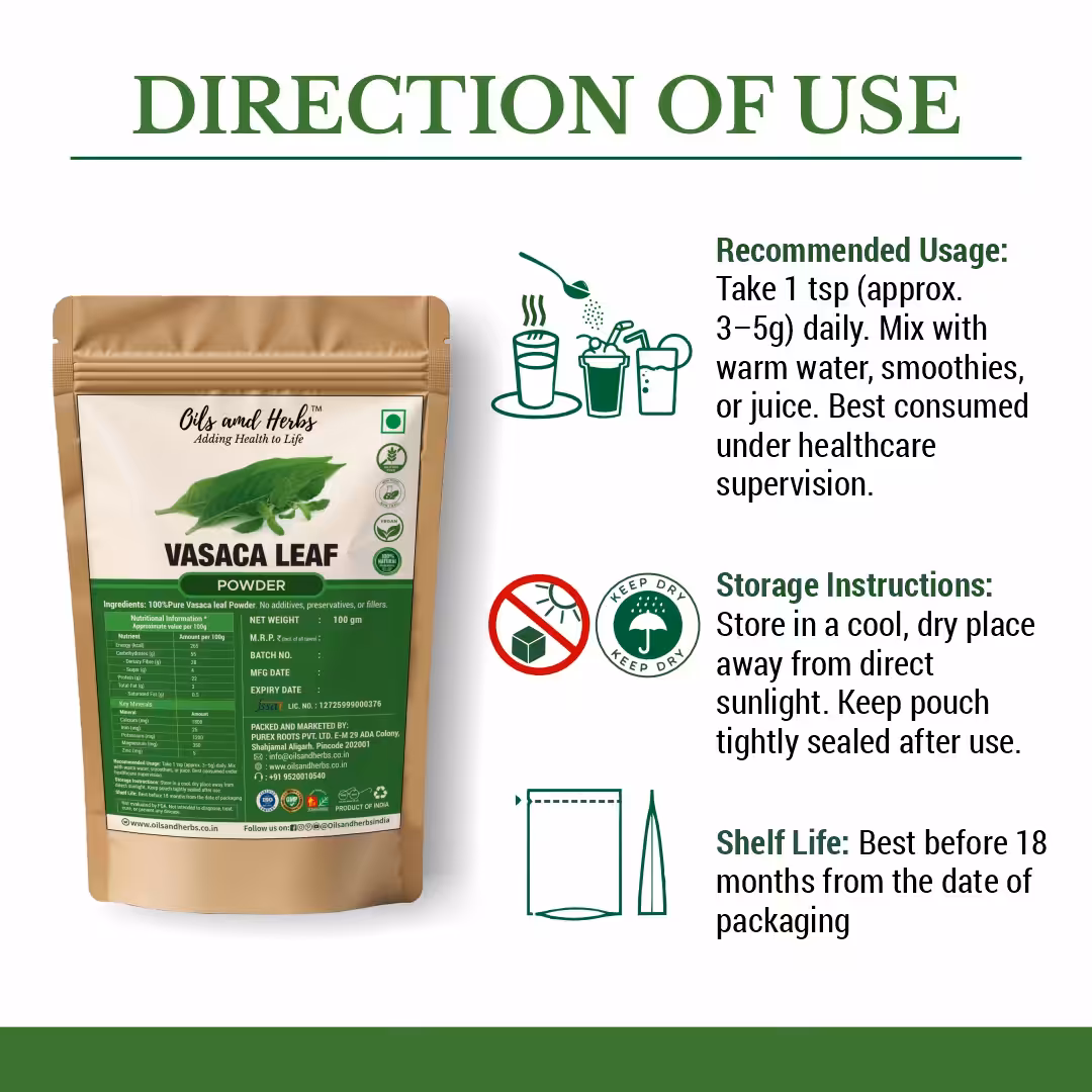 Pure Vasaca Leaf Powder- Adhatoda Vasica -100% Pure and Natural - Image 3