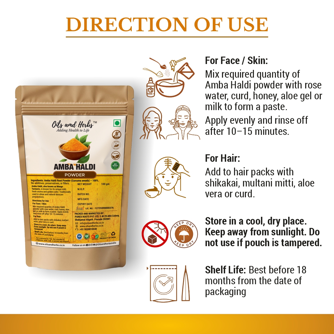 Pure Amba Haldi Powder - Curcuma Amada -100% Pure, Clean and Natural - Image 3