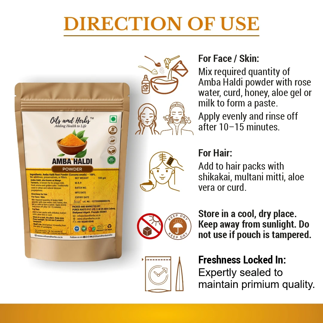 Pure Amba Haldi Powder - Curcuma Amada -100% Pure, Clean and Natural - Image 3