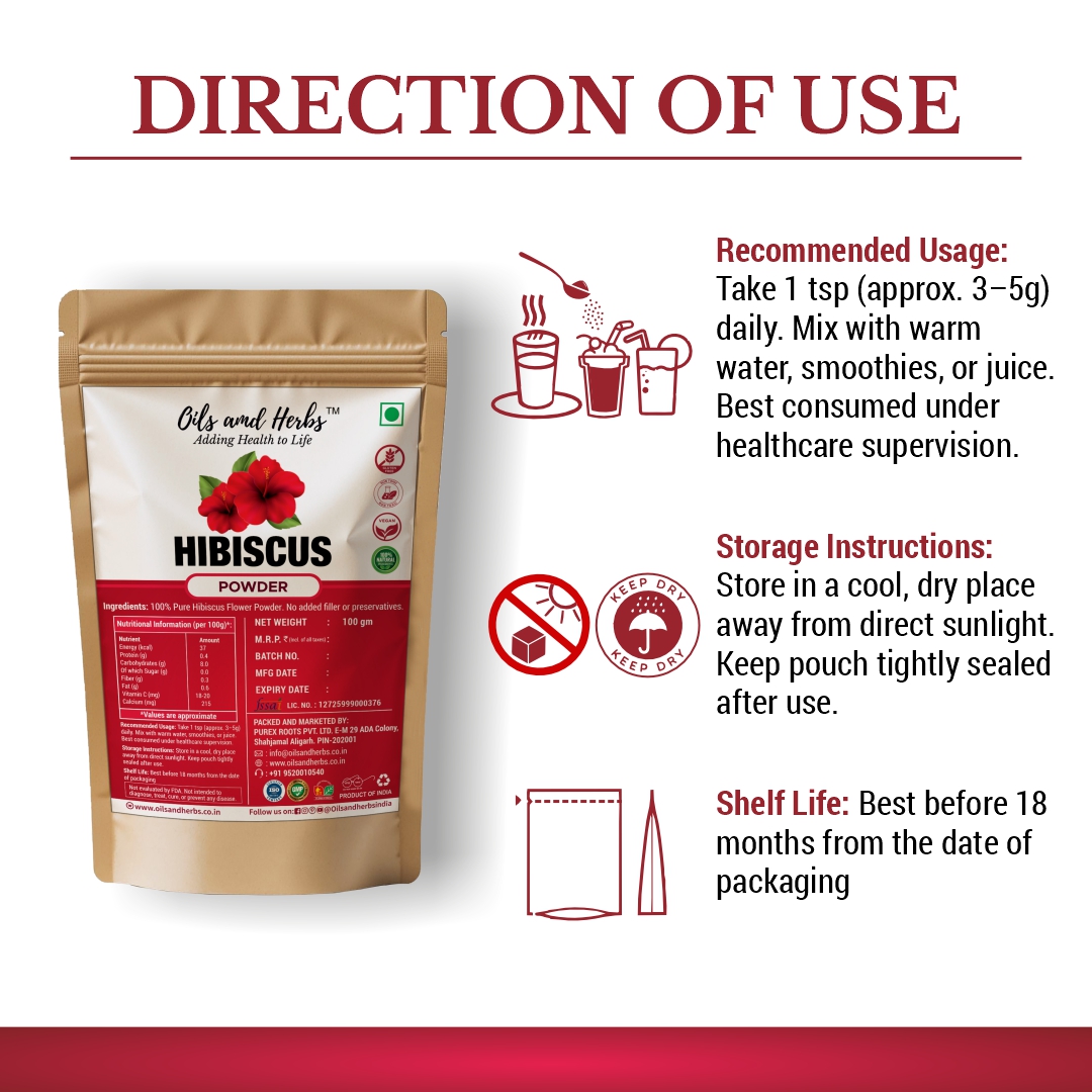 Hibiscus Powder Natural Herbal Supplement for Hair and Skin Care - Image 3